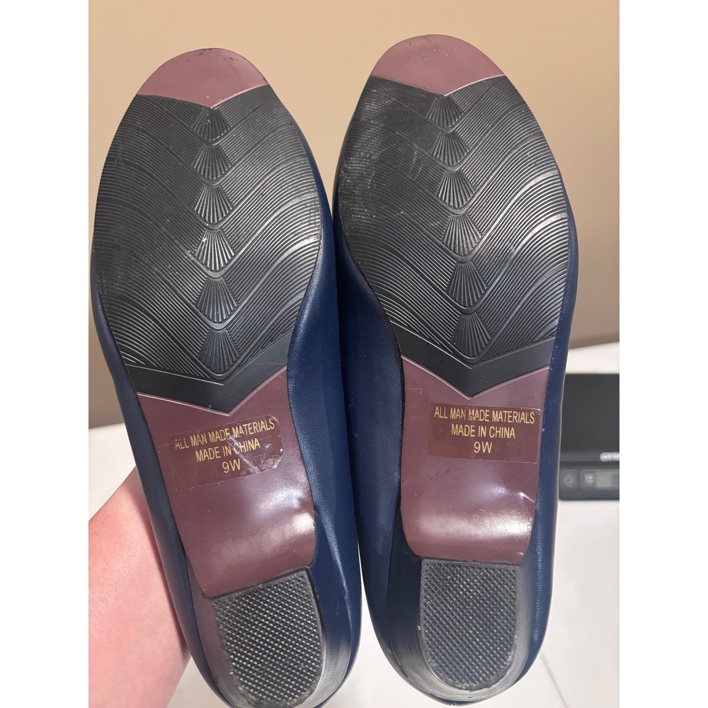 Angel Steps Womens Navy Blue Low Wedge Pump Shoes Round Toe Comfort Size 9W - Picture 5 of 5